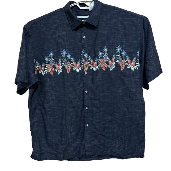 MODA CAMPIA Men Hawaiian Shirt Size XXL Black Pineapple Print Tropical - Picture 1 of 7